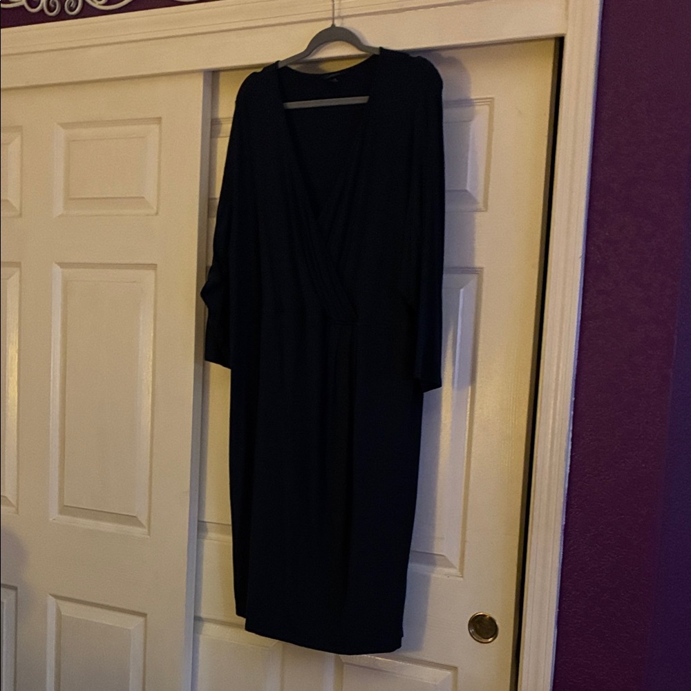 Lands' End Elegant Navy Long Sleeve Dress